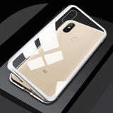 Metal Magnetic Adsorption Case Tempered Glass Back Magnet Case Cover